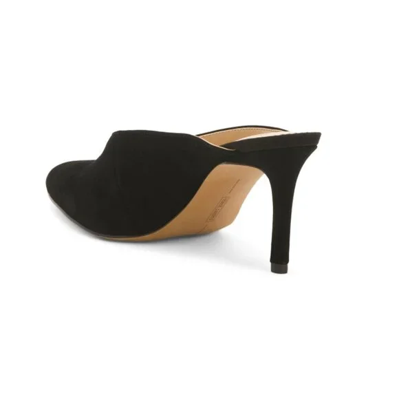 VINCE CAMUTO Black Suede Kheli Heeled Mules